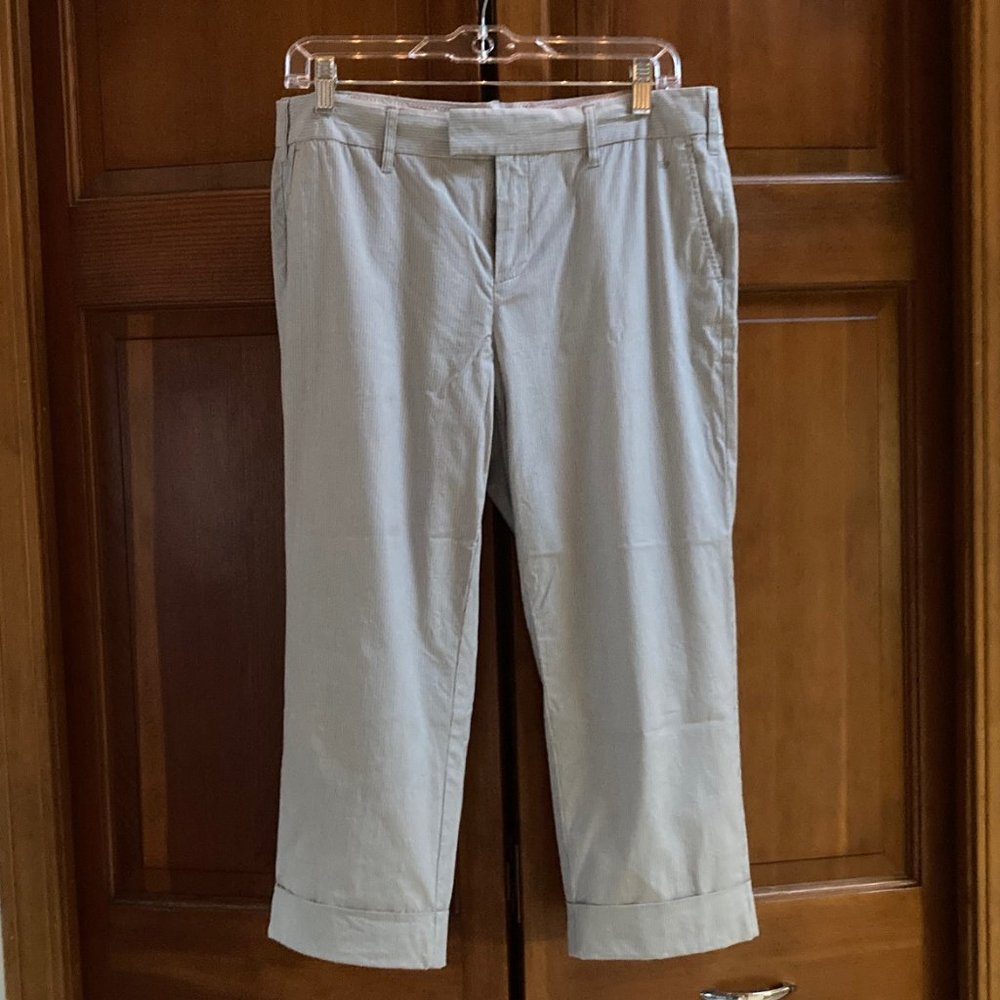 Gray Pinstriped Cropped Pants with Cuffs - Low waist - Brand is G1Boy - Large